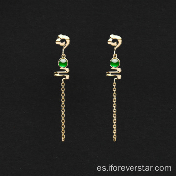 Pendientes de jadeita de oro imperial verde de oro real de 18k